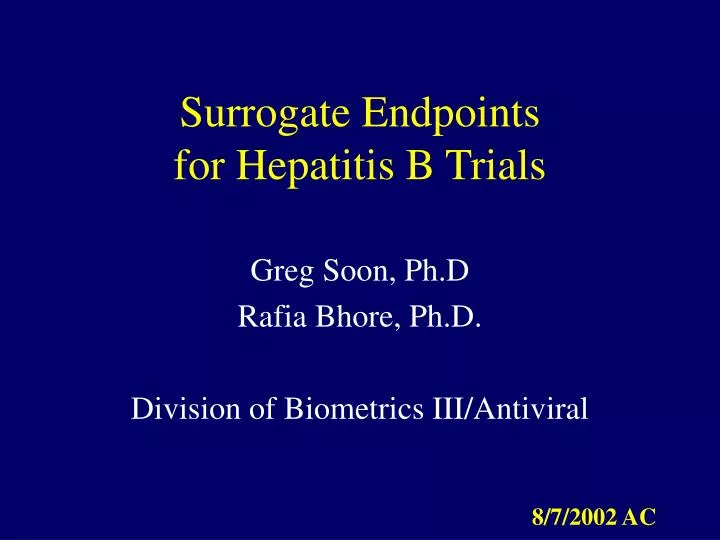 surrogate endpoints for hepatitis b trials