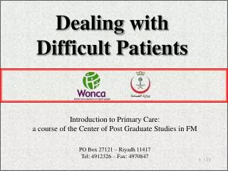 Dealing w ith Difficult Patient s