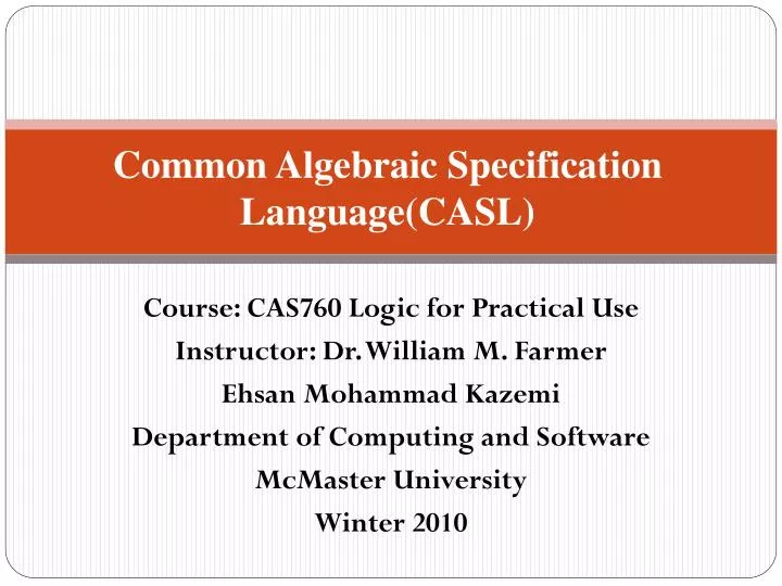 common algebraic specification language casl
