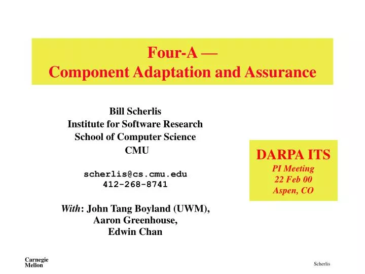 four a component adaptation and assurance