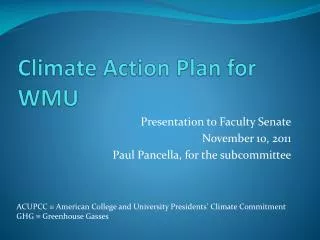 Climate Action Plan for WMU