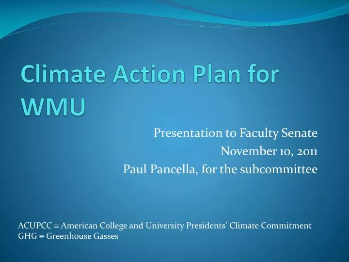 climate action plan for wmu