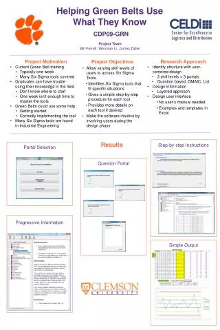 Helping Green Belts Use What They Know CDP09-GRN