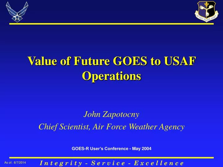 value of future goes to usaf operations
