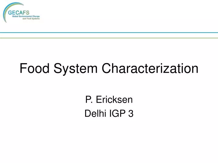 food system characterization