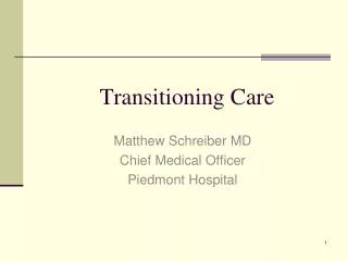 Transitioning Care