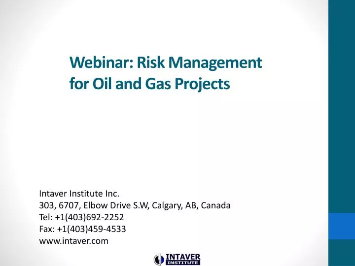 webinar risk management for oil and gas projects