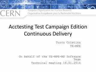 Acctesting Test Campaign Edition Continuous Delivery