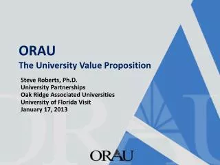 ORAU The University Value Proposition