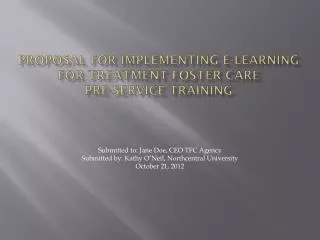 Proposal for Implementing E-Learning for Treatment Foster Care Pre-Service Training