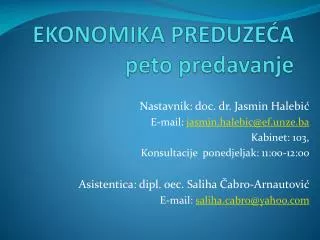ekonomika preduze a peto predavanje
