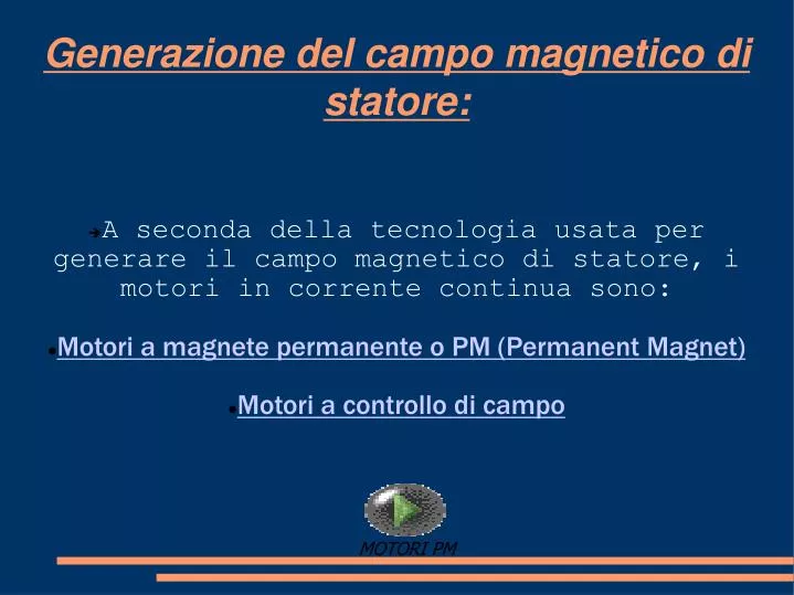 generazione del campo magnetico di statore