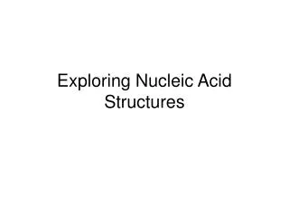 Exploring Nucleic Acid Structures