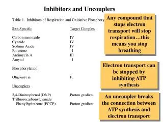 Inhibitors and Uncouplers