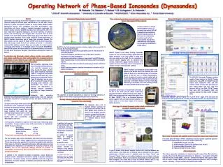 Operating Network of Phase-Based Ionosondes ( Dynasondes )