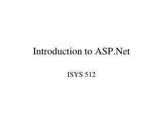 Introduction to ASP.Net