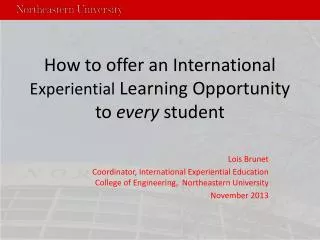 How to offer an International Experiential Learning Opportunity to every student
