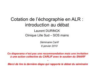 cotation de l chographie en alr introduction au d bat