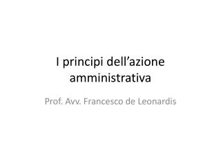 i principi dell azione amministrativa