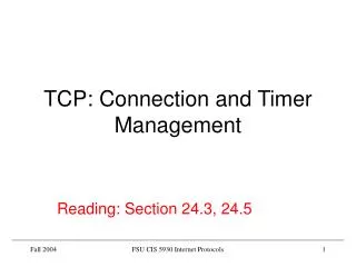 TCP: Connection and Timer Management