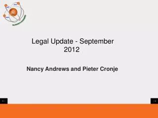Legal Update - September 2012