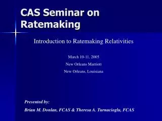 CAS Seminar on Ratemaking