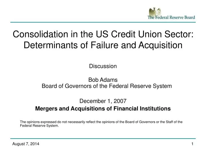 consolidation in the us credit union sector determinants of failure and acquisition