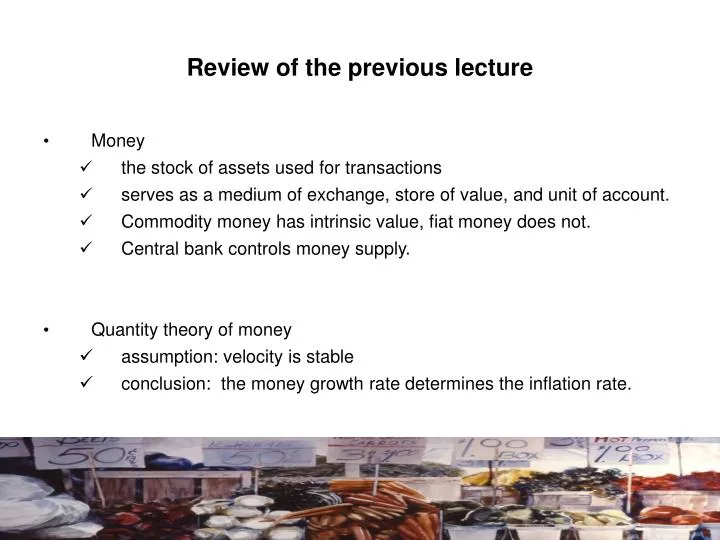 review of the previous lecture