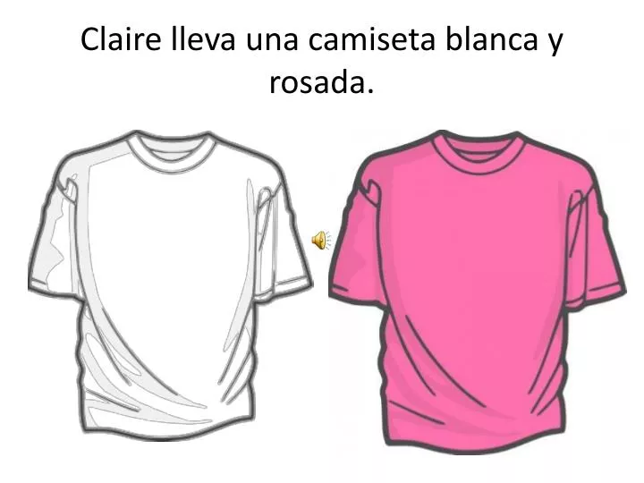 claire lleva una camiseta blanca y rosada