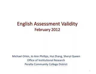 English Assessment Validity February 2012