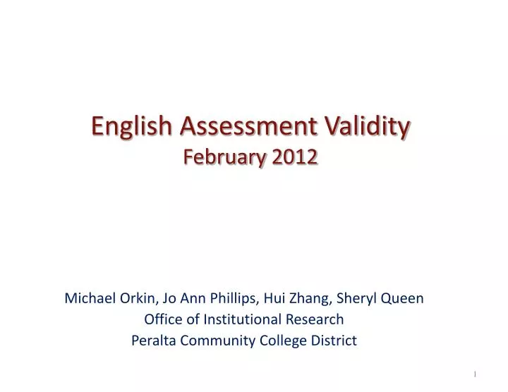 english assessment validity february 2012
