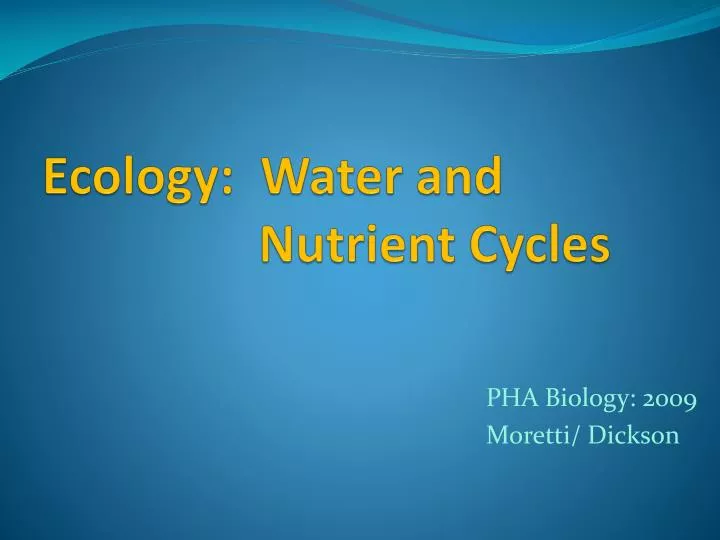 ecology water and nutrient cycles