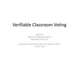 Verifiable Classroom Voting