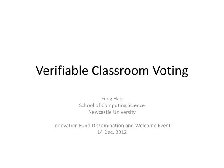 verifiable classroom voting