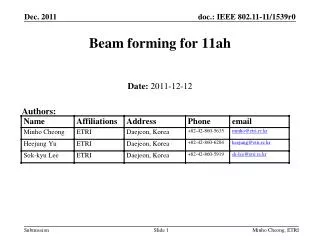 Beam forming for 11ah