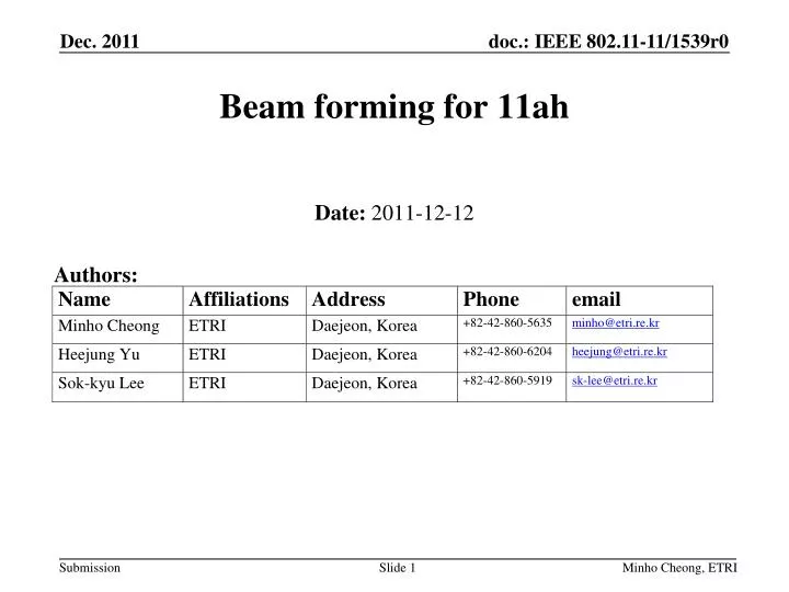 beam forming for 11ah