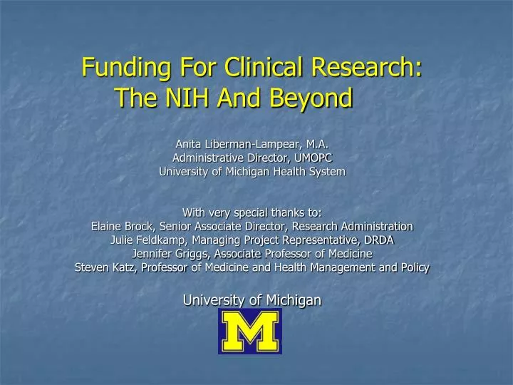 funding for clinical research the nih and beyond