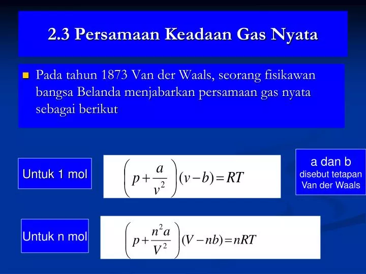 2 3 persamaan keadaan gas nyata