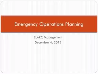 Emergency Operations Planning