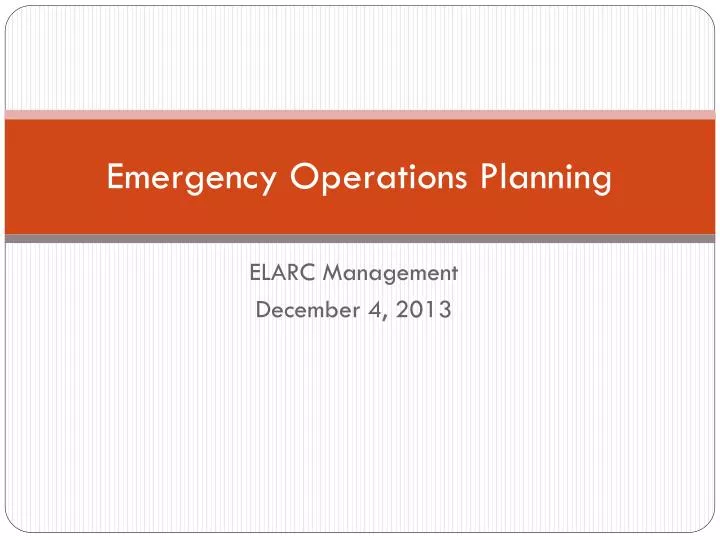 emergency operations planning