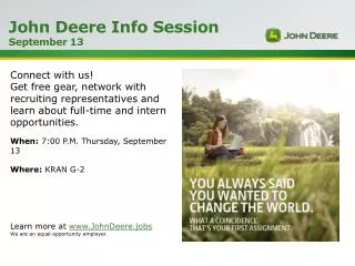 John Deere Info Session September 13