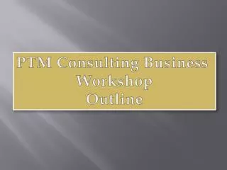 PTM Consulting Business Workshop Outline