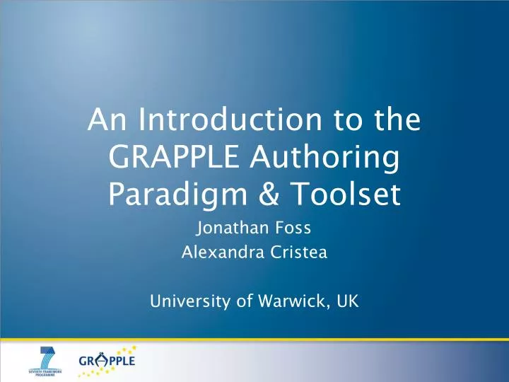 an introduction to the grapple authoring paradigm toolset