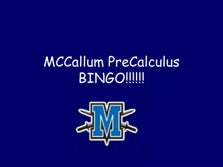 mccallum precalculus bingo