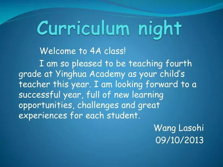 curriculum night