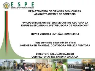 DEPARTAMENTO DE CIENCIAS ECONÓMICAS, ADMINISTRATIVAS Y DE COMERCIO