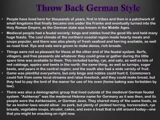 Throw Back German Style