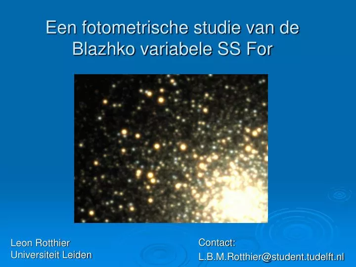 een fotometrische studie van de blazhko variabele ss for