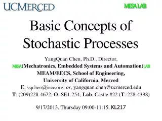 Basic Concepts of Stochastic Processes