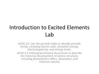 Introduction to Excited Elements Lab